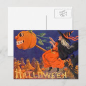 Carte postale vintage Halloween Art (Devant / Derrière)