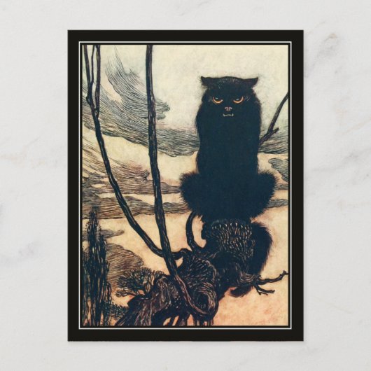 Carte Postale Vintage Halloween Arthur Rackham Chat noir (Devant)