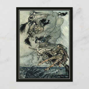 Carte Postale Vintage Halloween Arthur Rackham Témoins volants