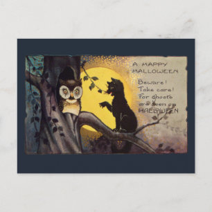 Carte postale vintage Halloween Avertissement de c