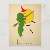 Carte postale vintage Halloween Broom Witch (Devant)