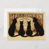 Carte postale vintage Halloween Cats (Devant / Derrière)