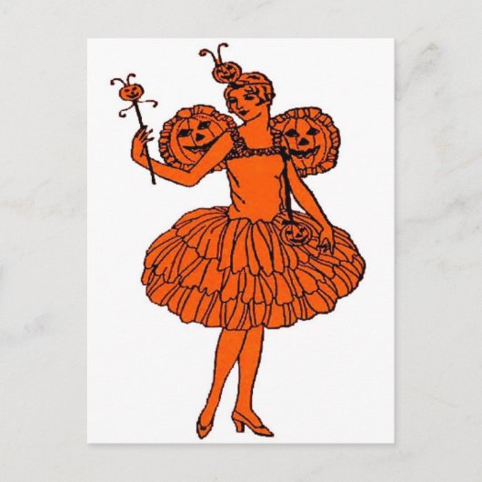 Carte Postale Vintage Halloween Citrouille Fairy (Devant)