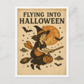 Carte Postale Vintage Halloween Flying (Devant)