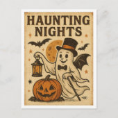 Carte Postale Vintage Halloween Haunting NIghts (Devant)