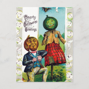 Carte postale vintage Halloween Holiday citrouille