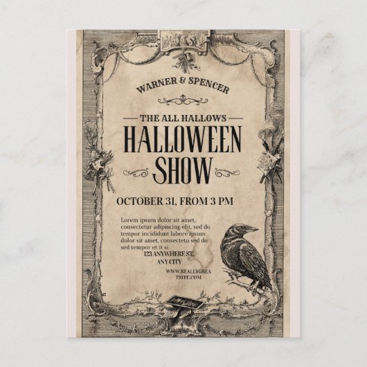 Carte Postale Vintage Halloween Invitation🎃🏴‍☠️ (Devant)
