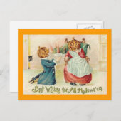 Carte Postale Vintage Halloween Jack oLantern Couple (Devant / Derrière)