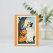 Carte Postale Vintage Halloween Salutations Citrouille Graveyard (Debout devant)