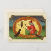 Carte Postale Vintage Halloween sorcière (Devant / Derrière)
