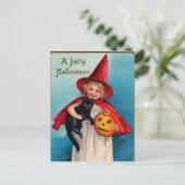 Carte postale vintage Halloween sorcière citrouill (Debout devant)