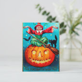 Carte postale vintage Halloween sorcière citrouill (Debout devant)
