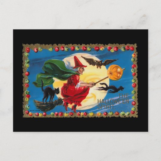 Carte postale vintage Halloween Spirit Witch (Devant)