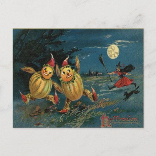 Carte Postale Vintage Halloween Veggie Peuples en course (Devant)