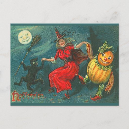 Carte postale vintage Halloween Witch (Devant)