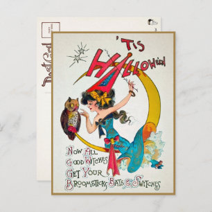 Carte postale vintage Halloween Witch