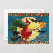 Carte Postale Vintage    Halloweenwitch (Devant / Derrière)