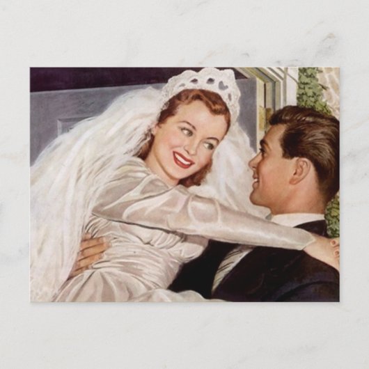 Carte postale Vintage Happy Bride Groom Couple Mar (Devant)