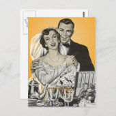 Carte postale Vintage Happy Bride Groom Couple Mar (Devant / Derrière)