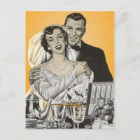 Carte postale Vintage Happy Bride Groom Couple Mar