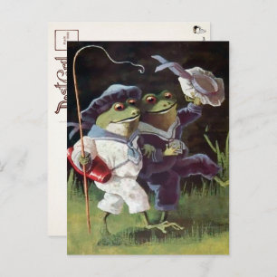 Carte postale vintage Happy Frogs 
