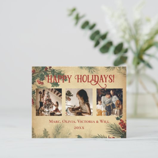 Carte postale vintage Happy Holidays Photo Holiday (Debout devant)