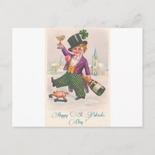 Carte Postale Vintage Happy Jour de la Saint Patrick Shamrock Ch