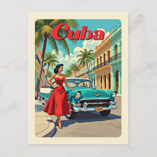 Carte Postale Vintage Havana Cuba Classic Car Retro Voyage