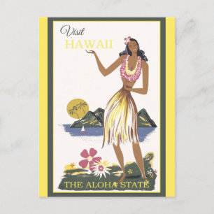 Carte Postale Vintage Hawaii Aloha Hula Dancer Voyage