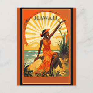 Carte Postale Vintage Hawaii Hawaii Voyage de plage femme Hawaii