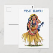 Carte Postale Vintage Hawaii Retro Hula Dancer Voyage (Devant / Derrière)