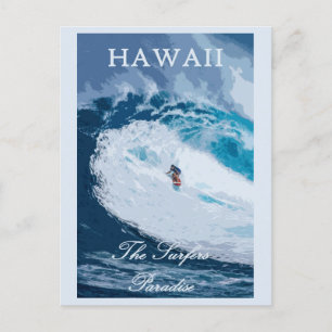 Carte Postale Vintage Hawaii Surfing Surfer Travel