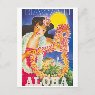 Carte Postale Vintage Hawaii Travel