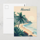 Carte Postale Vintage Hawaii Travel Illustration (Devant / Derrière)