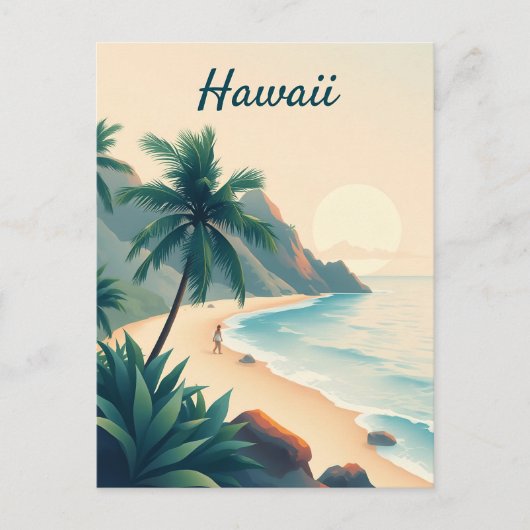 Carte Postale Vintage Hawaii Travel Illustration (Devant)