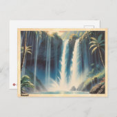 Carte postale Vintage Hawaii Waterfall (Devant / Derrière)