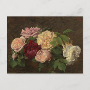 Carte Postale Vintage Henri Latour Nice Roses sur table