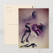 Carte Postale Vintage Heron Bird Mountains peinture Paysage (Devant / Derrière)