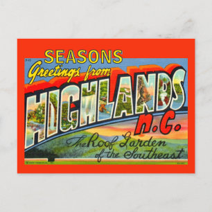 Carte postale vintage Highlands NC Holiday