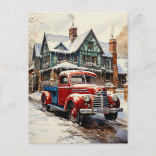 Carte Postale Vintage hiver Noël Townhouse