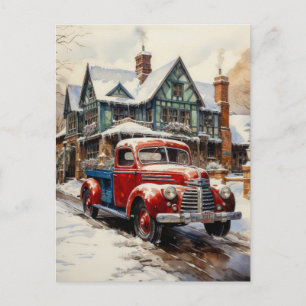 Carte Postale Vintage hiver Noël Townhouse