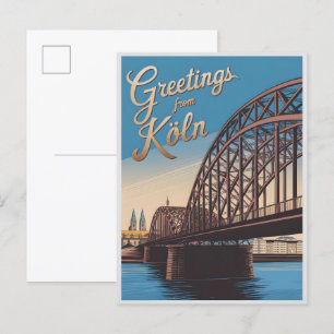 Carte Postale Vintage Hohenzollern Bridge Cologne cadeau alleman