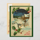 Carte postale vintage Holly Christmas (Devant / Derrière)