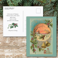 Vintage Holly, cloches de Noël et scène de neige
