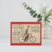 Carte Postale Vintage Homme à vélo rouge (Debout devant)