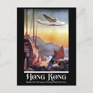 Carte Postale Vintage Hong Kong China Airline Travel