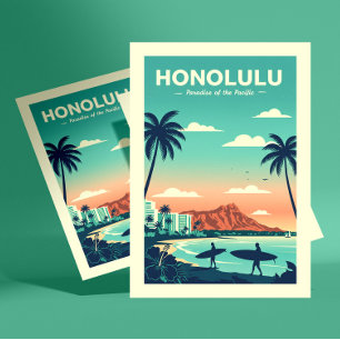 Carte Postale Vintage Honolulu Hawaii