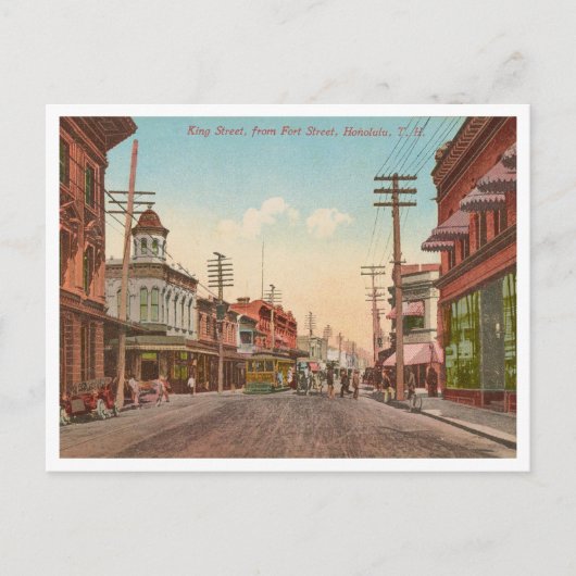 Carte Postale Vintage Honolulu Hawaii King Street (Devant)