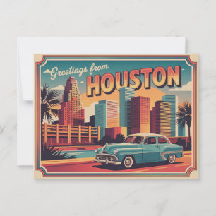 Carte postale vintage Houston Salutations de Hou