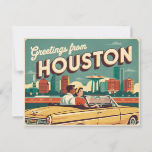 Carte postale vintage Houston Salutations de Hou